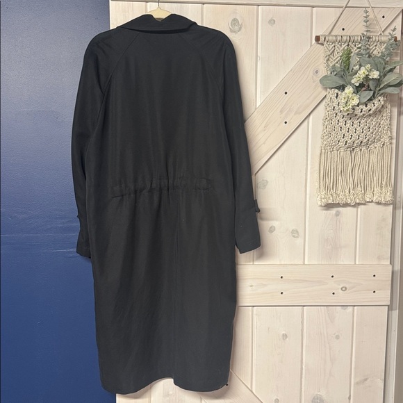 ZARA Black Soft Trench Coat with Pockets Size Large - Picture 6 of 6